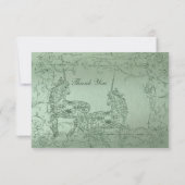 Shy Unicorn Green Metallic Flat Dank je wel Notitiekaartje (Achterkant)