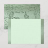 Shy Unicorn Green Metallic Flat Dank je wel Notitiekaartje (Voorkant / Achterkant)