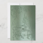 Shy Unicorn Green Metallic Wedding Invitation Kaart (Achterkant)