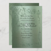 Shy Unicorn Green Metallic Wedding Invitation Kaart (Voorkant / Achterkant)