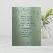 Shy Unicorn Green Metallic Wedding Invitation Kaart (Staand voorkant)