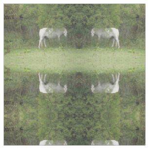 Shy White Horse Patterned Animal Craft Fabric Stof