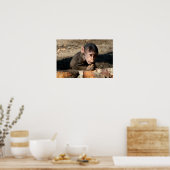 Shy Young Male Hamadryas Baboon (Papio) Poster (Keuken)