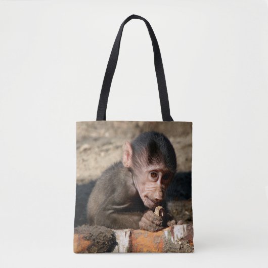 Shy Young Male Hamadryas Baboon (Papio) Tote Bag (Voorkant)