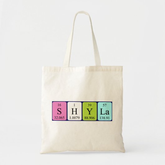 Shyla periodieke tabelnaam canvas tas (Voorkant)