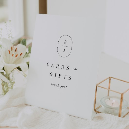 SHYLAH eenvoudige zwart witte trouwkaarten en gesc Reclamebord Met Voetstuk