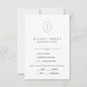 SHYLAH Elegant Monogram Neutraal Trouwen RSVP Kaar (Voorkant)
