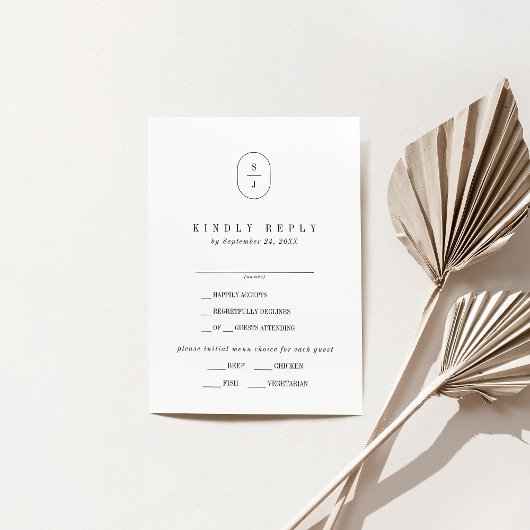 SHYLAH Elegant Monogram Neutraal Trouwen RSVP Kaar