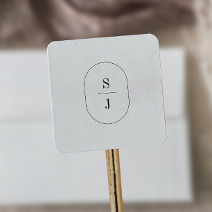 SHYLAH Elegante Eenvoudige Neutrale Huwelijksmonog Vierkante Sticker