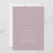 SHYLAH Elegante Lila geometrische monogram bruilof Save The Date (Voorkant)
