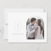 SHYLAH Flat Dusty Roos Boho Monogram Fotobruiloft Bedankkaart (Voorkant)