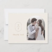 SHYLAH Flat Minimal Gold Cream Boho Fotobruiloft Bedankkaart (Voorkant)