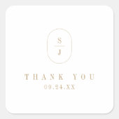 SHYLAH Formele Goud Wit Klassieke Trouwbedankjes Vierkante Sticker (Voorkant)