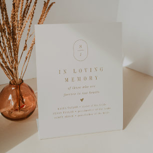 SHYLAH Gold Cream Liefdevolle Herdenking Trouwmonu Reclamebord Met Voetstuk