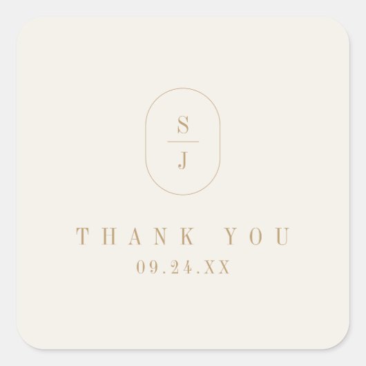 SHYLAH Minimal Gold Cream Boho Wedding Dank u Vierkante Sticker (Voorkant)