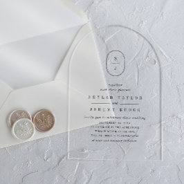 SHYLAH Monogram Eenvoudige Boho Moderne Unieke Tro Acryl Uitnodigingen