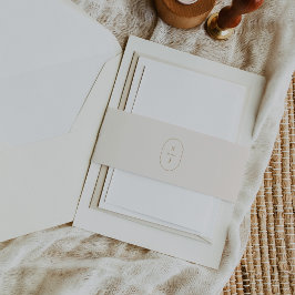 SHYLAH Monogram Gold Cream  Eenvoudige Huwelijk Uitnodigingen Wikkel