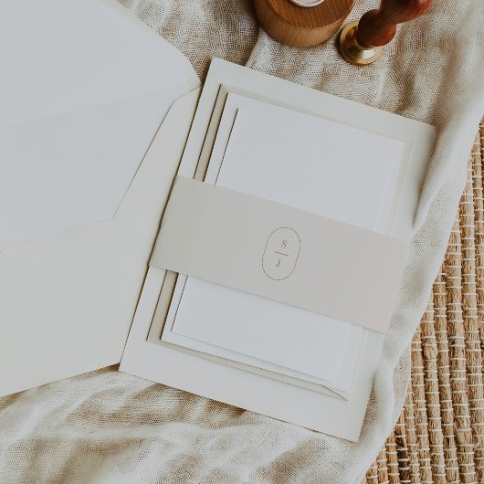 SHYLAH Monogram Gold Cream Eenvoudige Huwelijk Uitnodigingen Wikkel