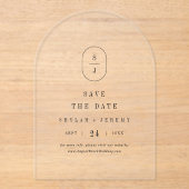 SHYLAH Monogram Unieke Boog Huwelijk Save The Date Acryl Uitnodigingen (Voorkant)
