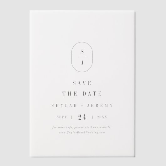 SHYLAH Monogram Unieke Huwelijk Save The Date Vellum Uitnodigingen (Voorkant)