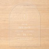 SHYLAH Monogram White Arch Wedding Bewaar de datum Acryl Uitnodigingen (Voorkant)