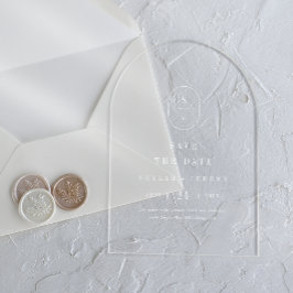 SHYLAH Monogram White Arch Wedding Bewaar de datum Acryl Uitnodigingen