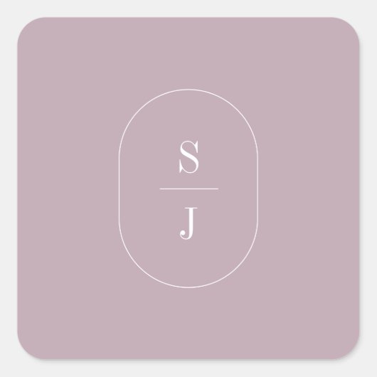 SHYLAH Paarse Lila minimalistische bruiloft monogr Vierkante Sticker (Voorkant)