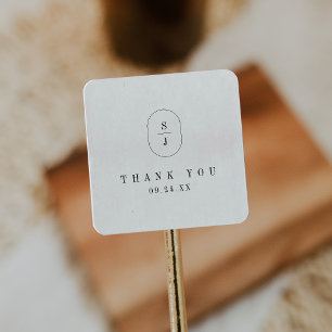 SHYLAH Zwart Wit Boho Elegante bruiloft Dank u Vierkante Sticker