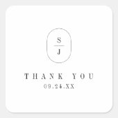 SHYLAH Zwart Wit Boho Elegante bruiloft Dank u Vierkante Sticker (Voorkant)