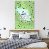 Shymbulak Kazachstan ski reisposter Canvas Afdruk (Insitu (Slaapkamer))