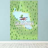 Shymbulak Kazachstan ski reisposter Canvas Afdruk (Insitu (Houten vloer))