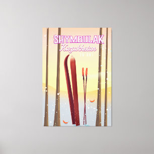 Shymbulak Kazachstan Ski reisposter Canvas Afdruk