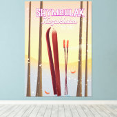 Shymbulak Kazachstan Ski reisposter Canvas Afdruk (Insitu (Houten vloer))