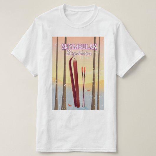 Shymbulak Kazachstan Ski reisposter T-shirt (Design voorkant)