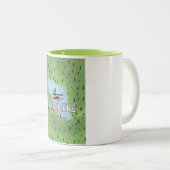 Shymbulak Kazachstan Ski reisposter Tweekleurige Koffiemok (Voorkant rechts)