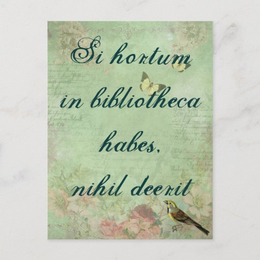 Si hortum in bibliotheca habes, nihil deerit briefkaart (Voorkant)