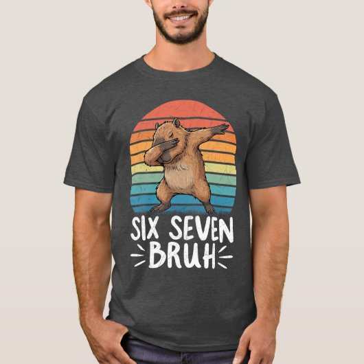Si Seven Bruh 67 Meme Capybara Grappige Capybara v T-shirt (Voorkant)
