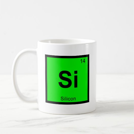 Si - Silicium Chemistry Periodic Table Symbool Koffiemok (Links)