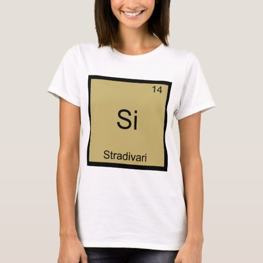 Si - Stradivari Grappige Chemie Elementsymbool T-s T-shirt (Voorkant)