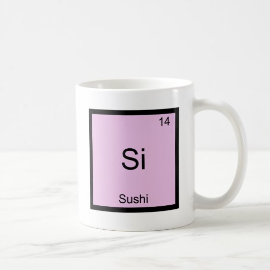 Si - Sushi Grappige Scheikunde Element Symbool T-S Koffiemok (Rechts)