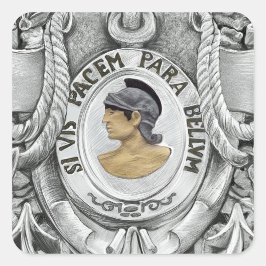 SI VIS PACEM PARA BELLUM VIERKANTE STICKER (Voorkant)