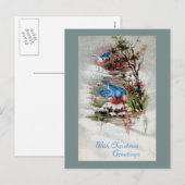 Sialia in Vintage Kerstmis van de Winter Feestdagenkaart (Voorkant / Achterkant)