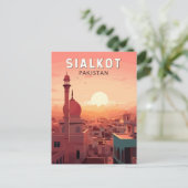 Sialkot Pakistan Travel Art Vintage Briefkaart (Staand voorkant)