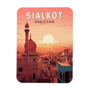 Sialkot Pakistan Travel Art Vintage Magneet