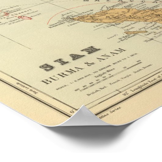 Siam, Birma en Anam Poster (Hoek)