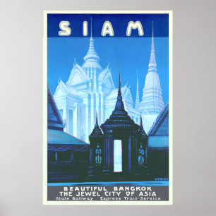 Siam Thailand Bangkok Tempels Azië Wereld Reizen Poster