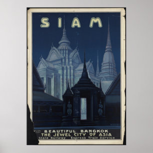 Siam Vintage Travel Poster en Retro Prints