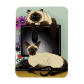 Siamees Bureaustoel Kantoor Kat Fun Grappig Ondeug Magneet (Verticaal)
