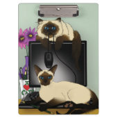 Siamees Computer Kantoor Bureaustoel Katten Grappi Klembord (Voorkant)