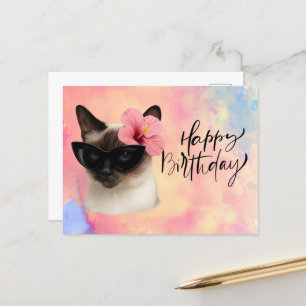 Siamees kat draagt zonnebril Gefeliciteerd met je Briefkaart